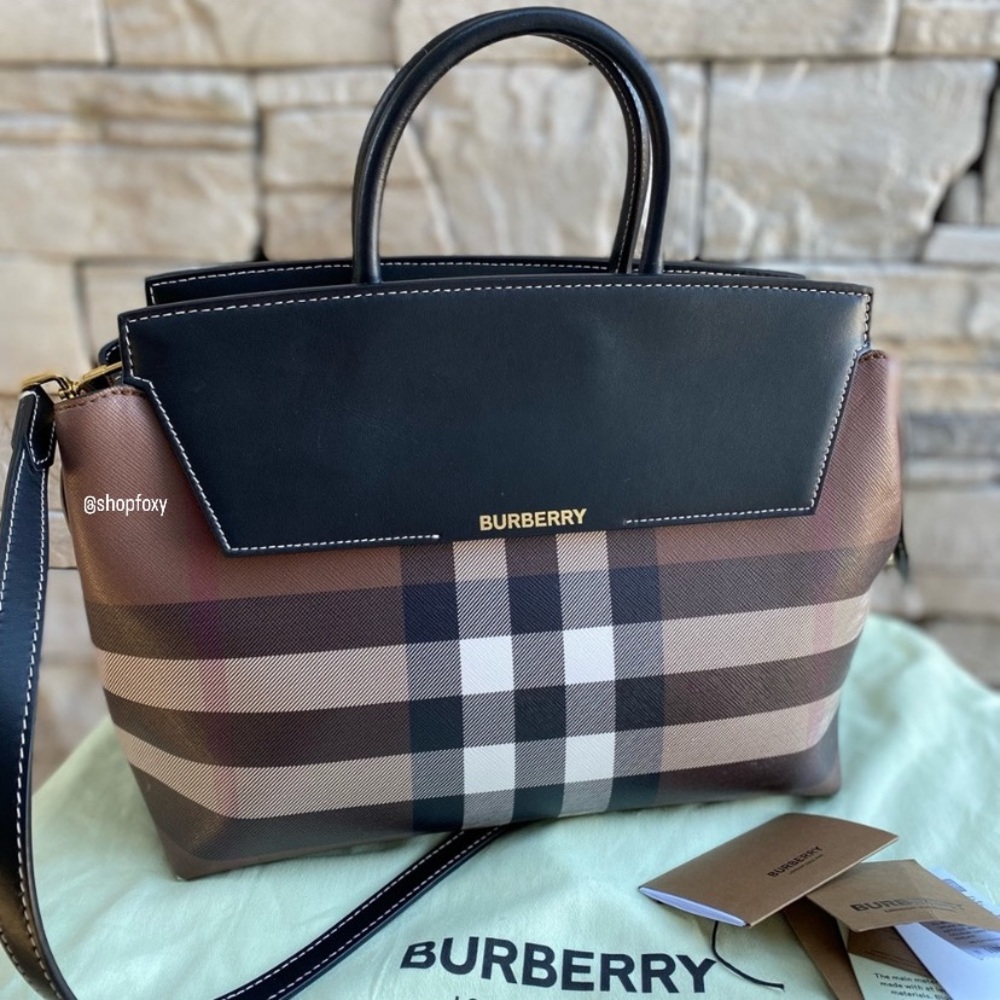 SOLD Burberry Catherine Smoked Check Tote Bag - Picture 1 of 16